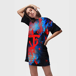 Футболка женская длинная Doom космическая абстракция, цвет: 3D-принт — фото 2