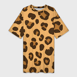 Женская длинная футболка Коричневые пятна леопарда