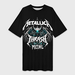 Футболка женская длинная Metallica group - thrash metal style, цвет: 3D-принт