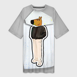 Футболка женская длинная Чиловый парень - свидетель мем, цвет: 3D-принт