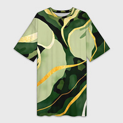 Женская длинная футболка Зеленый природный паттерн