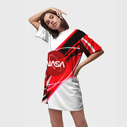 Футболка женская длинная Nasa абстрактные полосы, цвет: 3D-принт — фото 2