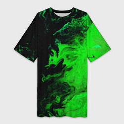 Женская длинная футболка Color green black