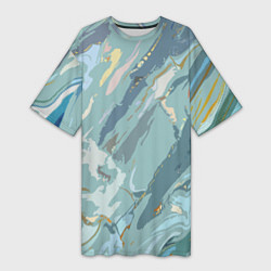 Женская длинная футболка Холодный голубой абстракция