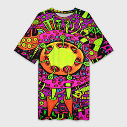 Женская длинная футболка Кислотные грибы оптические