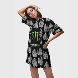 Футболка женская длинная Monster energy медвежьи лапы, цвет: 3D-принт — фото 2