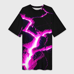 Женская длинная футболка Color pink black