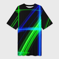 Женская длинная футболка Color blue black green