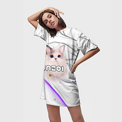 Футболка женская длинная Inzoi лого с кошкой, цвет: 3D-принт — фото 2