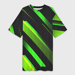 Женская длинная футболка Color black green