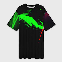 Женская длинная футболка Color black green red