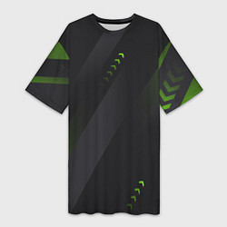 Женская длинная футболка Color black green