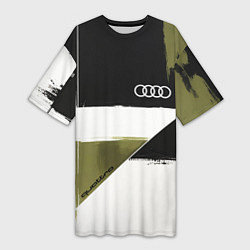 Футболка женская длинная Ауди логотип, цвет: 3D-принт