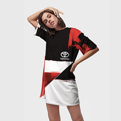 Футболка женская длинная Toyota логотип, цвет: 3D-принт — фото 2