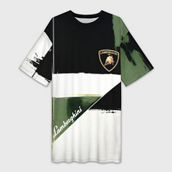 Футболка женская длинная Ламборджини логотип, цвет: 3D-принт