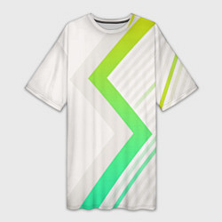 Женская длинная футболка Color white line green