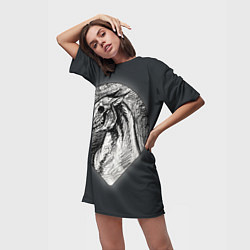 Футболка женская длинная Черепа лошадей - эскиз, цвет: 3D-принт — фото 2