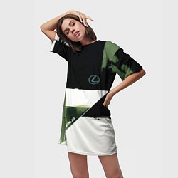 Футболка женская длинная Lexus логотип, цвет: 3D-принт — фото 2