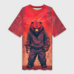 Женская длинная футболка Мишка на спорте