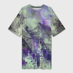 Женская длинная футболка Абстракция - atomic violet in green