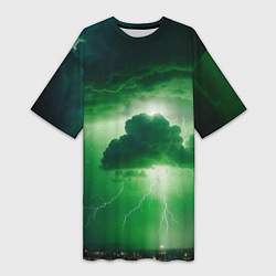 Женская длинная футболка Зелёный гром