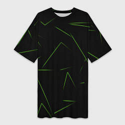 Футболка женская длинная Color green line, цвет: 3D-принт
