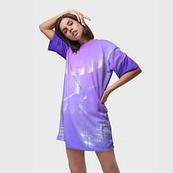 Футболка женская длинная Лавандовые прозрачные лестницы, цвет: 3D-принт — фото 2