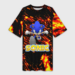 Женская длинная футболка Sonic огенная текстура