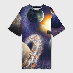Женская длинная футболка Парад планет