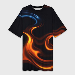 Женская длинная футболка The color is fire orange