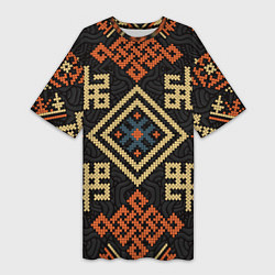 Женская длинная футболка Древний узор с защитными символами