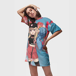 Футболка женская длинная Марин Китагава, цвет: 3D-принт — фото 2