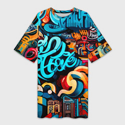 Футболка женская длинная Abstract graffiti - ai art, цвет: 3D-принт