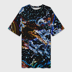 Женская длинная футболка Звёздно-кислотная абстракция