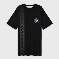 Женская длинная футболка BMW - перфоманс монохром
