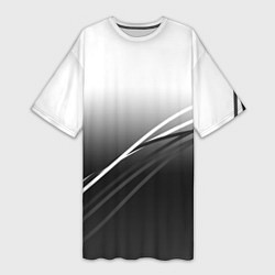 Женская длинная футболка Градиент с полосами из белого в тёмный