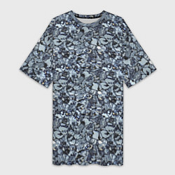 Женская длинная футболка Серо-голубой мелкий камень текстура