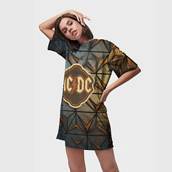 Футболка женская длинная ACDC винтажный логотип, цвет: 3D-принт — фото 2