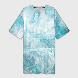 Женская длинная футболка Абстракция - light blue sea foam