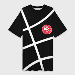 Футболка женская длинная Atlanta Hawks NBA, цвет: 3D-принт