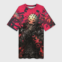 Футболка женская длинная Колючая маска, цвет: 3D-принт