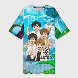 Футболка женская длинная Astro в аниме стиле, цвет: 3D-принт