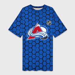 Футболка женская длинная Колорадо Эвеланш - синие соты, цвет: 3D-принт