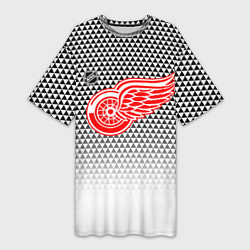 Женская длинная футболка Детройт Ред Уингз - геометрический градиент