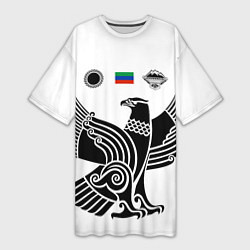 Футболка женская длинная Dagestan sport white, цвет: 3D-принт