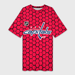 Женская длинная футболка Вашингтон Кэпиталз - красные соты