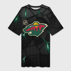 Женская длинная футболка Миннесота Уайлд - плиты с подсветкой