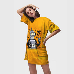 Футболка женская длинная Cool Bender - graffiti, цвет: 3D-принт — фото 2