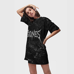 Футболка женская длинная Bones лого из металла, цвет: 3D-принт — фото 2