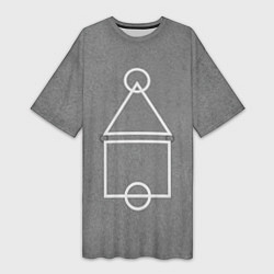 Футболка женская длинная Игра в кальмара разметка, цвет: 3D-принт